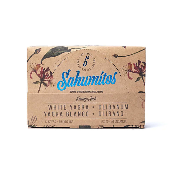 Sagrada Madre Sahumitos smudge White Yagra par 5 en boîte présentoir -- 18x4x12cm
