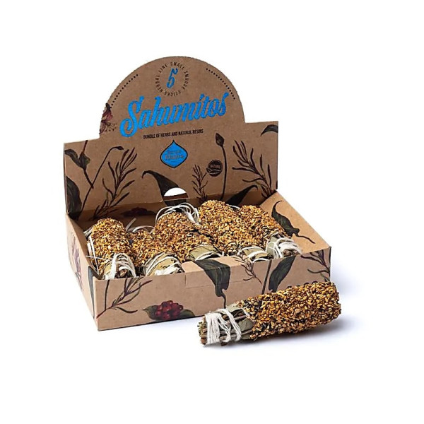 Sagrada Madre Sahumitos smudge Myrrhe & Palo Santo par 5 en boîte présentoir -- 18x4x12cm