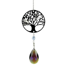 Arbre de Vie + goutte de cristal arc en ciel violet -- 30 cm