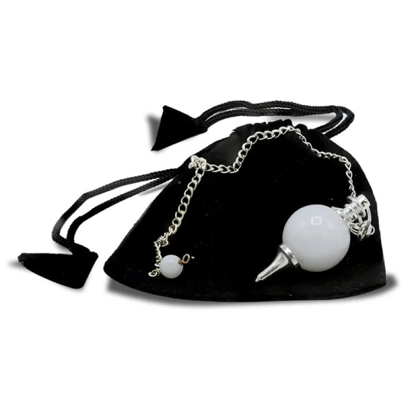 Pendule Agathe blanche polie + métal -- 12 g； 3.5x1.7 cm