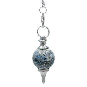 Pendule Lapis lazuli poli et métal -- 12 g； 3.5x1.7 cm