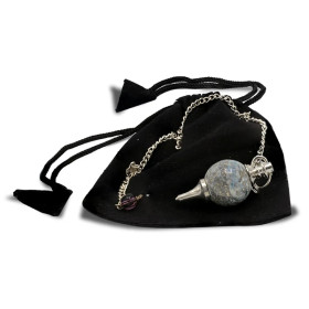 Pendule Lapis lazuli poli et métal -- 12 g； 3.5x1.7 cm