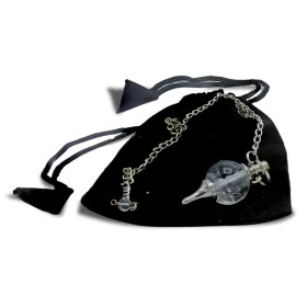 Pendule cristal de roche poli et métal -- 12 g； 3.5x1.7 cm