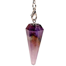 Pendule Améthyste chaînette 7 Chakra -- 16 g； 3-4 cm