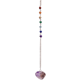 Pendule Améthyste chaînette 7 Chakra -- 16 g； 3-4 cm