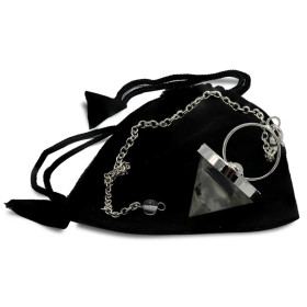 Pendule cristal de roche cône + Pierre de lune -- 3.2 cm