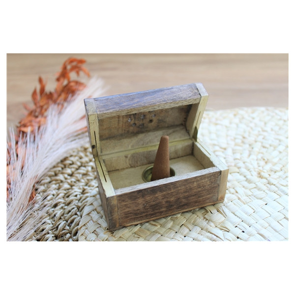 Boîte Porte-encens Cône en Bois de manguier Rectangulaire