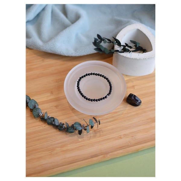 Bracelet Tourmaline Noire Perles rondes 4 mm