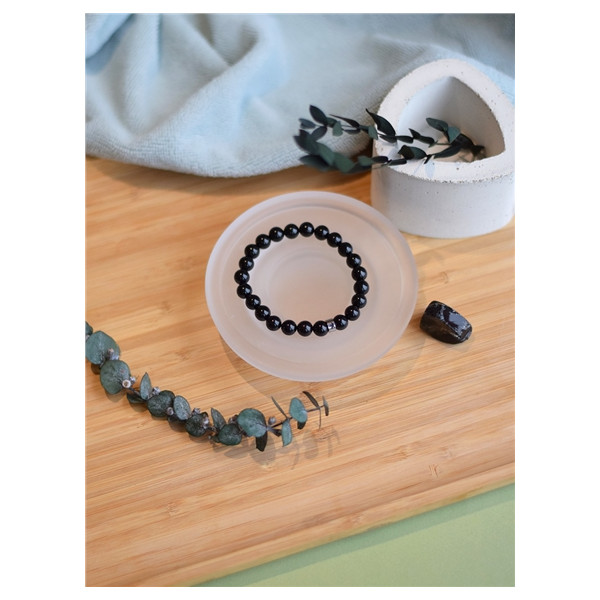Bracelet Tourmaline Noire Perles rondes 8 mm