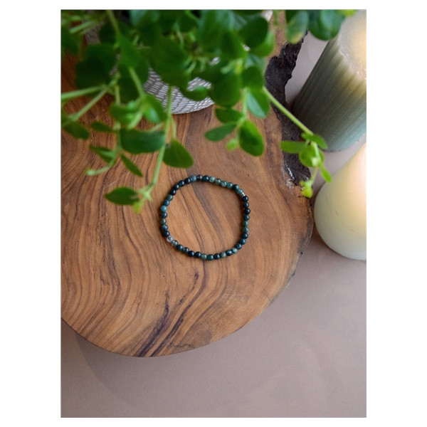 Bracelet Agate Mousse Perles rondes 4 mm