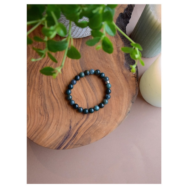 Bracelet Agate Mousse Perles rondes 8 mm