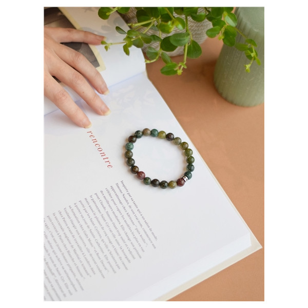 Bracelet Agate Multicolore Perles rondes 8 mm