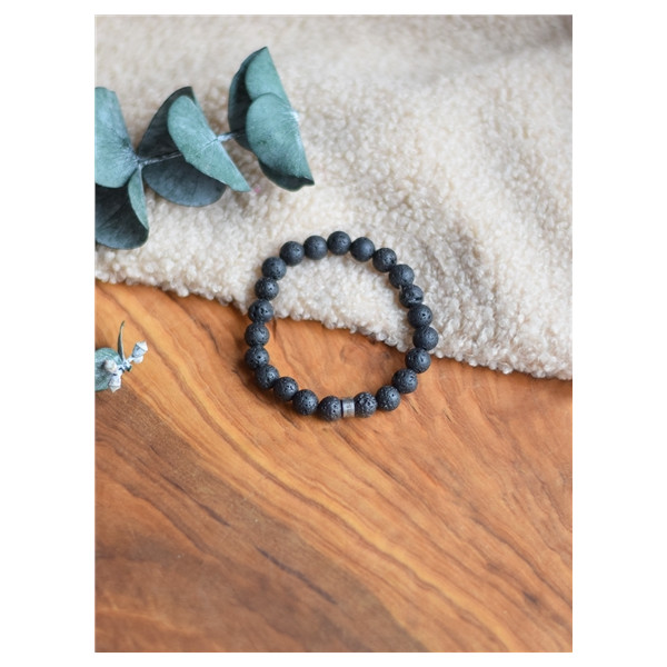 Bracelet Pierre de lave Perles rondes 8 mm