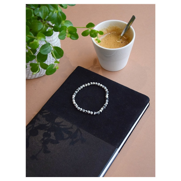 Bracelet Jaspe Dalmatien Perles rondes 4 mm