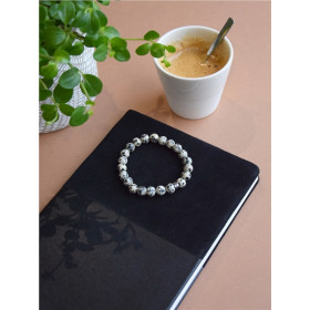 Bracelet Jaspe Dalmatien Perles rondes 8 mm