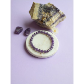 Bracelet Améthyste Perles rondes 8 mm Poignet large