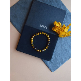 Bracelet Oeil de tigre Perles rondes 8 mm Poignet large