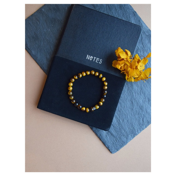 Bracelet Oeil de tigre Perles rondes 8 mm Poignet large