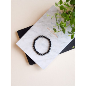Bracelet Onyx Perles rondes 8 mm Poignet large