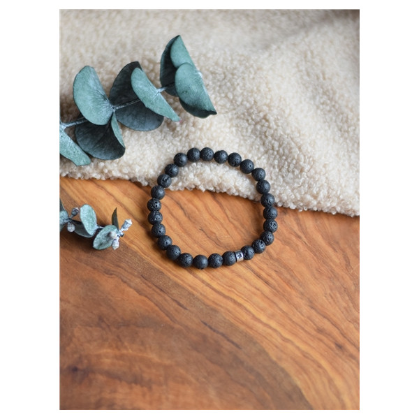 Bracelet Pierre de lave Perles rondes 8 mm Poignet large