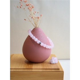 Bracelet Quartz Rose Perles rondes 8 mm Poignet large