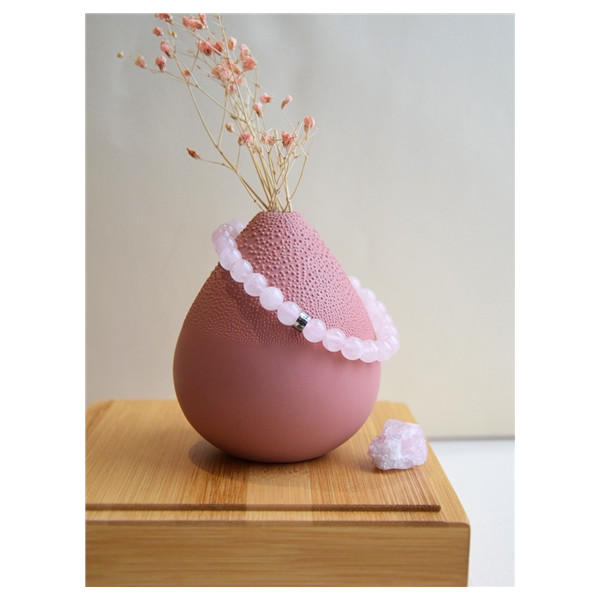 Bracelet Quartz Rose Perles rondes 8 mm Poignet large