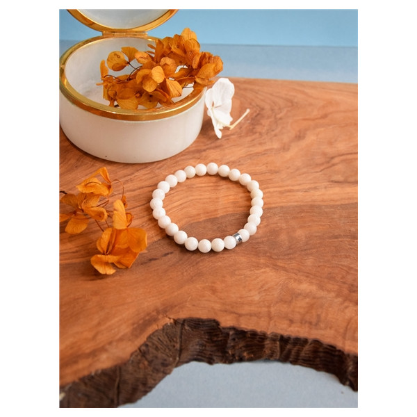 Bracelet Pierre de lune Perles rondes 8 mm Poignet large
