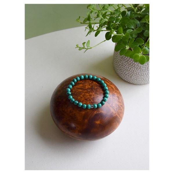 Bracelet Malachite Perles rondes 8 mm Poignet large