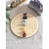 Socle de rechargement en bois Fleur de Vie et Chakras gravés 20 cm