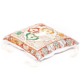 Coussin blanc double Dorge pour bol tibetain -- 20x20 cm