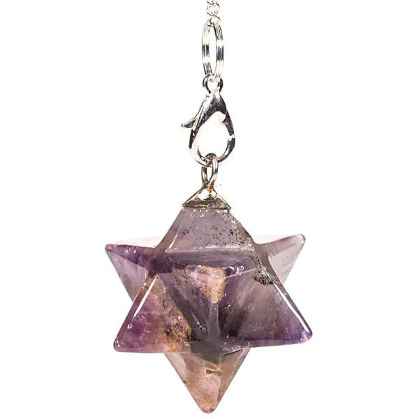 Pendule Amethyste Merkaba 8 pointes -- 3 cm