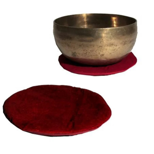 Support plat pour Bol Tibétain - rond rouge -- 20x1 cm