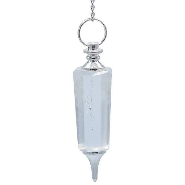 Pendule cristal roche facetté et métal -- 20 g； 6 cm