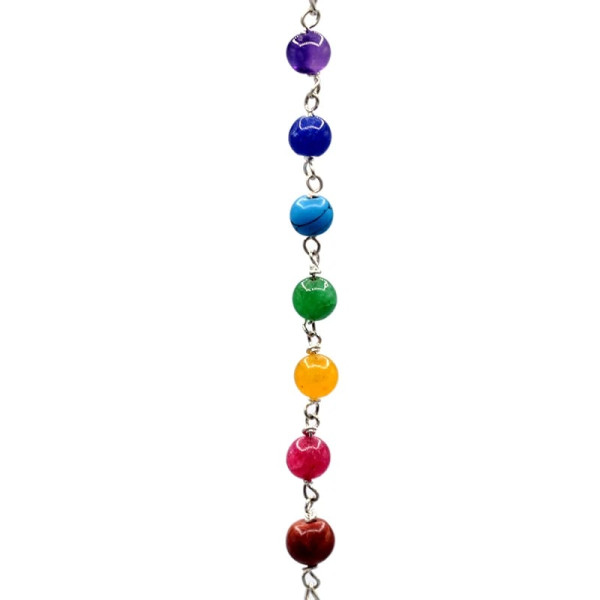 Pendule Cristal de roche 7 Chakra -- 24 g； 4.5 cm