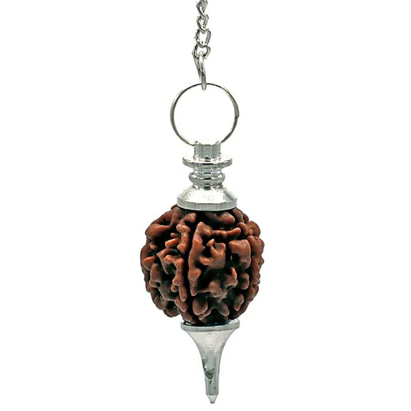 Pendule couleur argent avec Rudraksha -- 10 g； 4.5 cm