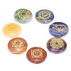 SET 7 Pierres dures rondes plates symboles chakra -- ± 3 cm