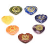 SET 7 symboles  Chakra pierres dures forme coeur -- 3.5 cm