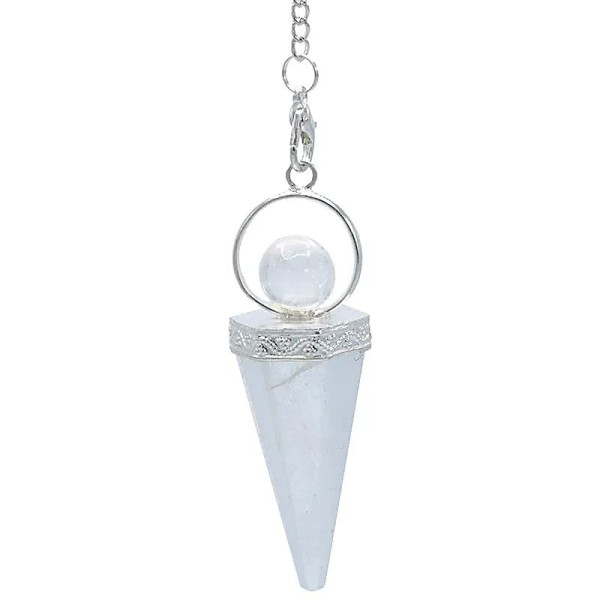 Pendule Divinité pointe et sphère Cristal de roche -- 5 cm