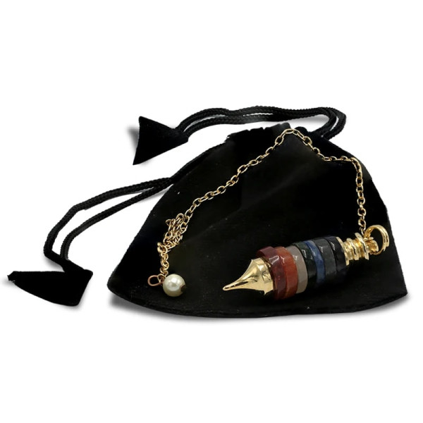 Pendule pierres dures couleurs 7 Chakra -- 14 g； 4.5x1 cm