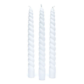 Bougie de table torsadée blanche non parfumée -- 23cm
