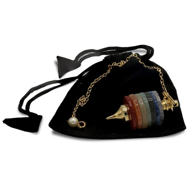 Pendule pierres dures couleurs 7 Chakra L -- 16 g； 4x1.8 cm
