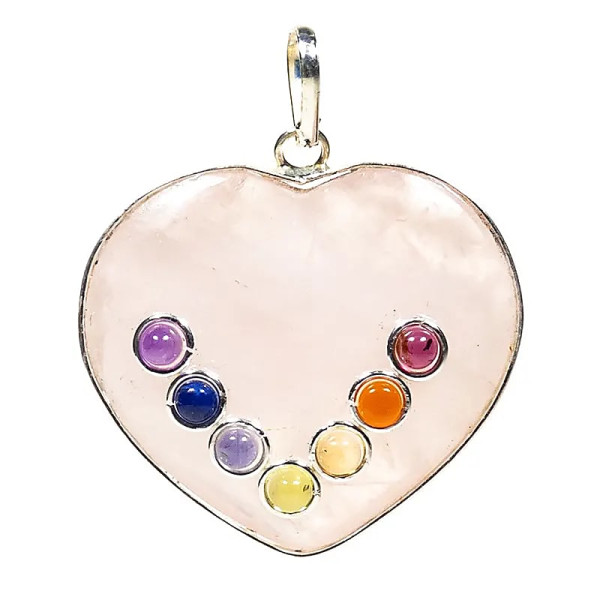 Pendentif Chakra Quartz forme de coeur -- 3 cm