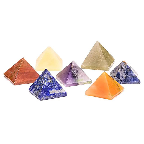 Chakra Lot de 7 pierres pyramidales -- 2x2 cm