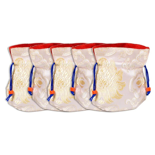 Bourse brocart blanc doublée -- 10X14 cm