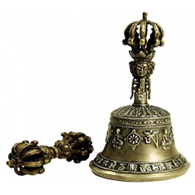 Dorje  et Cloche laiton qualité supérieure - M -- 18x9.5 cm