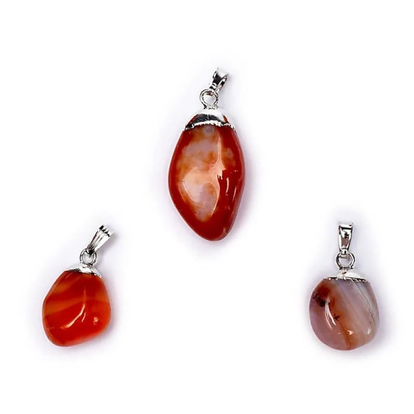 Pendentif Agate rouge monture en métal -- ±1-2.5 cm