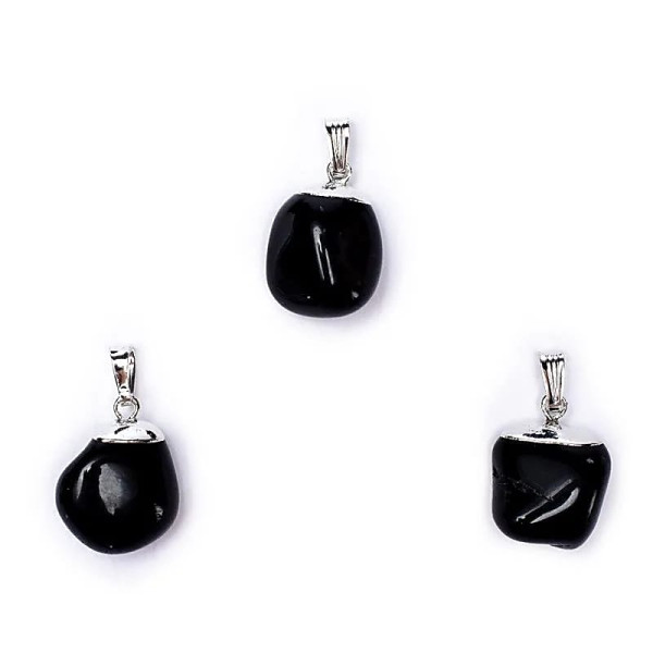 Pendentif Onyx noire monture en métal -- ±1-2.5 cm