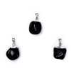 Pendentif Onyx noire monture en métal -- ±1-2.5 cm