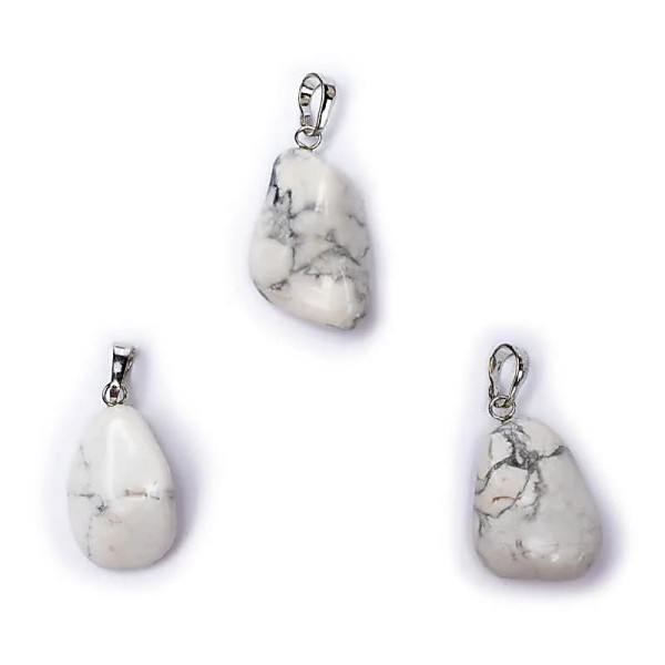 Pendentif Howlite blanc avec crochet -- ±2-3cm