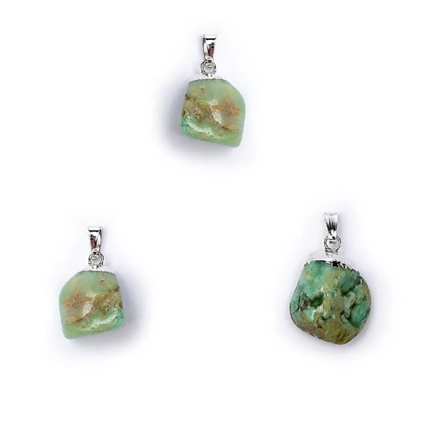 Pendentif Chrysoprase montature en métal -- ±2-3cm